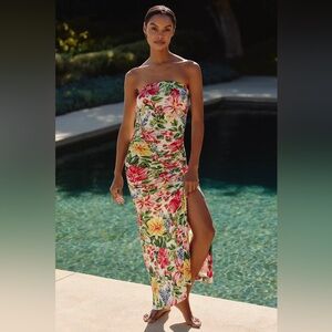 ANTHROPOLOGIE Celandine Gabbie Strapless Ruched Tube Dress NWT XS Petite